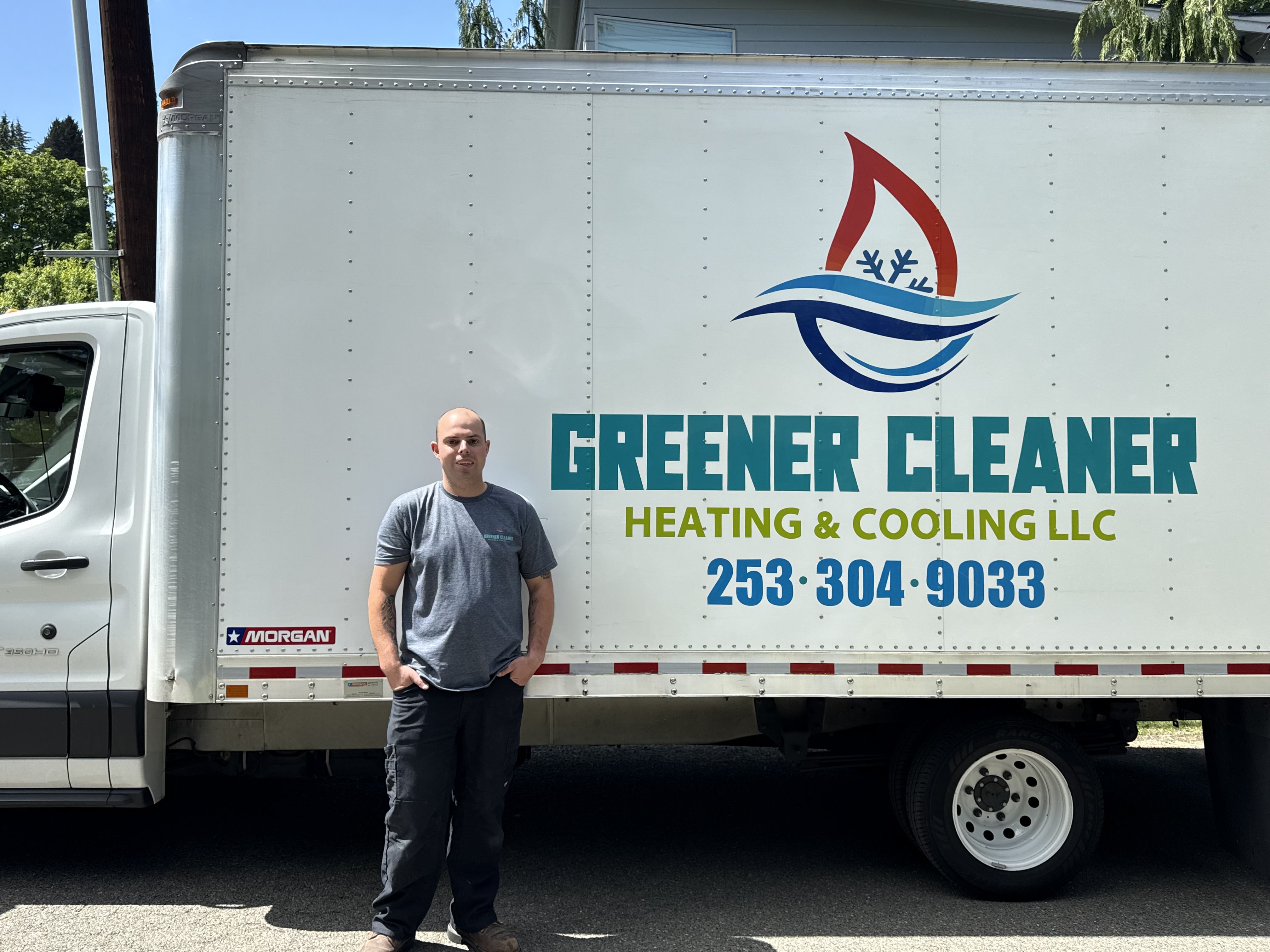 Greener Cleaner HVAC technician at work